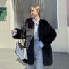 Imitation Finnish Fox Striped Fur Imitation Fur Toka Coat Korean Solid Women's Mid Length Black Coat