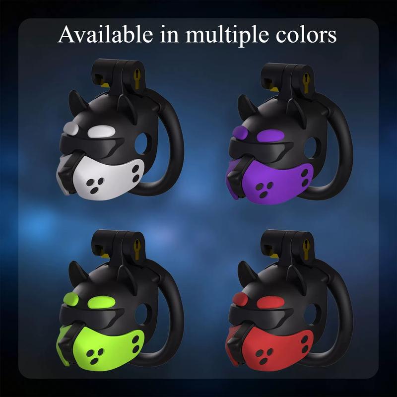 Glow-in-the-Dark Dog Head Chastity Cage Device Multi‑Color Optiona Whit 4 Rings Cb Lock BDSM Bondage Adult Sex Toys for Men Gay