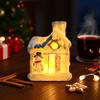 Christmas Mini Snow House Figurine LED Lighted Miniature Cottage Decoration Tiny Resin Winter Village Ornament for Xmas Scene Desktop Decoration