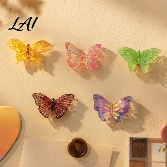 Office Memo Holders 5Pcs 3D Butterfly Refrigerator Magnet Inspired Kitchen Whiteboard Resin Decorative Magnets Magnetic Decor for Photos Notes