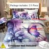 Dreamy Blue Purple Butterfly Flower 3D Print Bedding Set For Kids Teens Adults Style Duvet Cover Soft Home Polyester Quilt Cover