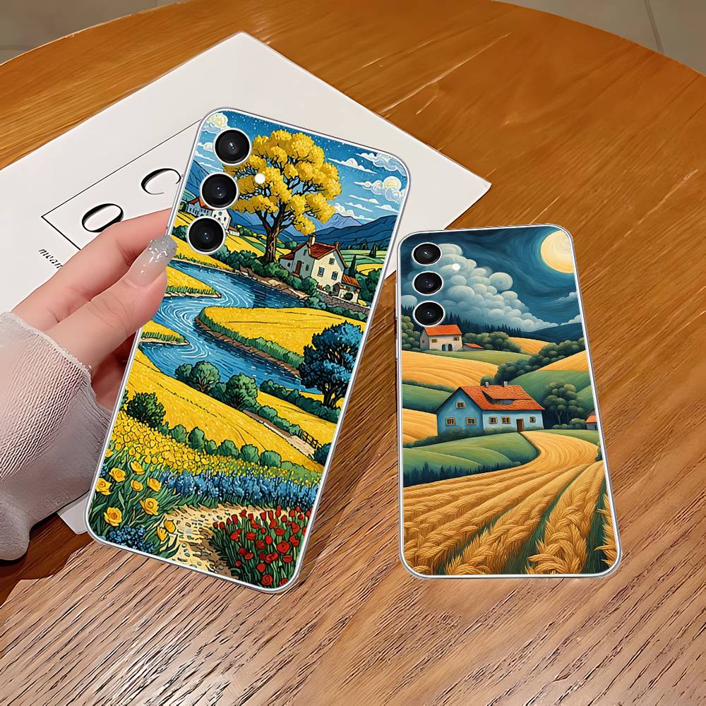 Сельская местность Поле пшеницы Искусство Чехол для телефона Для Samsung Galaxy A52 A12 A51 S21 Edge S22ULTRA S23 S24 S20LITE Plus Ultra Прозрачный