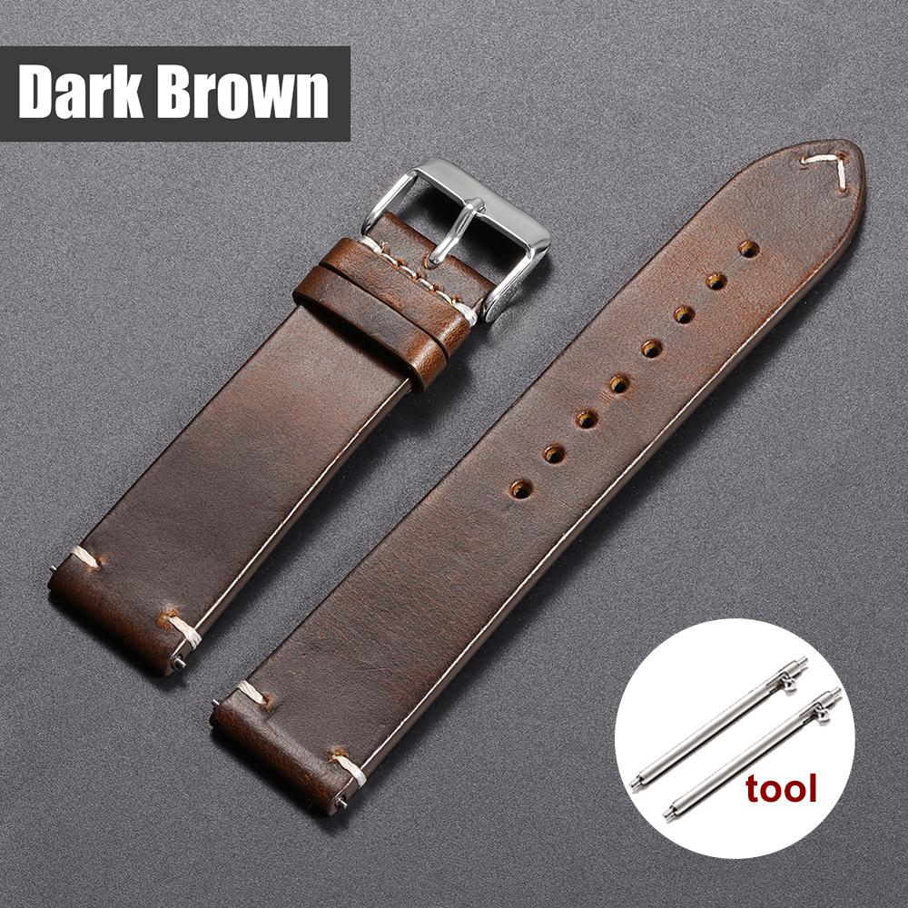 Vintage Oil Wax Leather Watchband 18mm 20mm 22mm 19mm 21mm 24mm Wristband Stitching Cowhide Strap for Omega for Seiko Watch Band