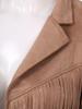 Womens 80s Hippie Cowgirl Fringe Cropped Jacket Open Front Outerwear
