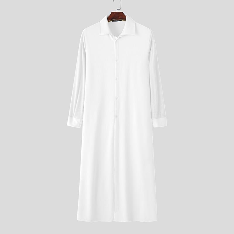 INCERUN Мужские кардиганы с лацканами, длинными рукавами и высокими разрезами, повседневные длинные пальто