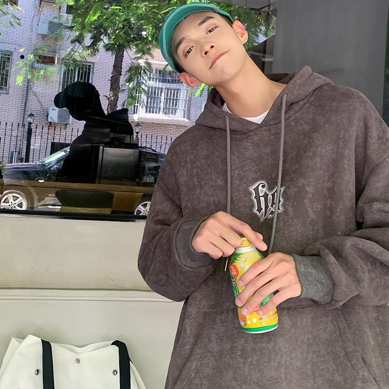 Весна и осень новый мужской корейский буквенный принт капюшон длинный рукав толстовка модная пара интернет знаменитость тот же стиль универсальный топ