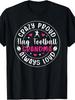 Crazy Proud Flag Football Grandma of a Flag Football Player T-Shirt 1 Plus Size Retro Casual Round Neck Printed T-Shirt