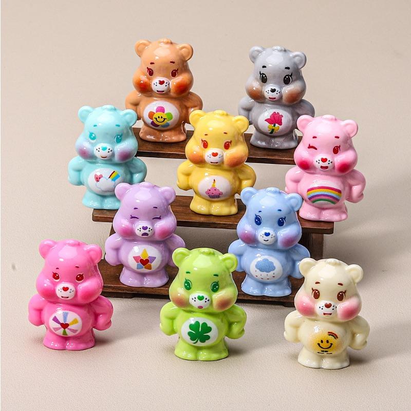 Care Bears New 10Pcs Kawaii Cute Mini Toys Keychain Accessories Car Decorations Room Decorations Girls Birthday Gifts