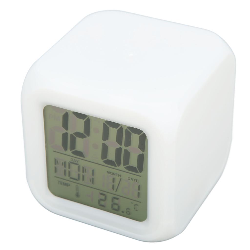 Kids Digital Clock LED 7 Colors Night Glowing Temperature Display Portable Easy LED Clock