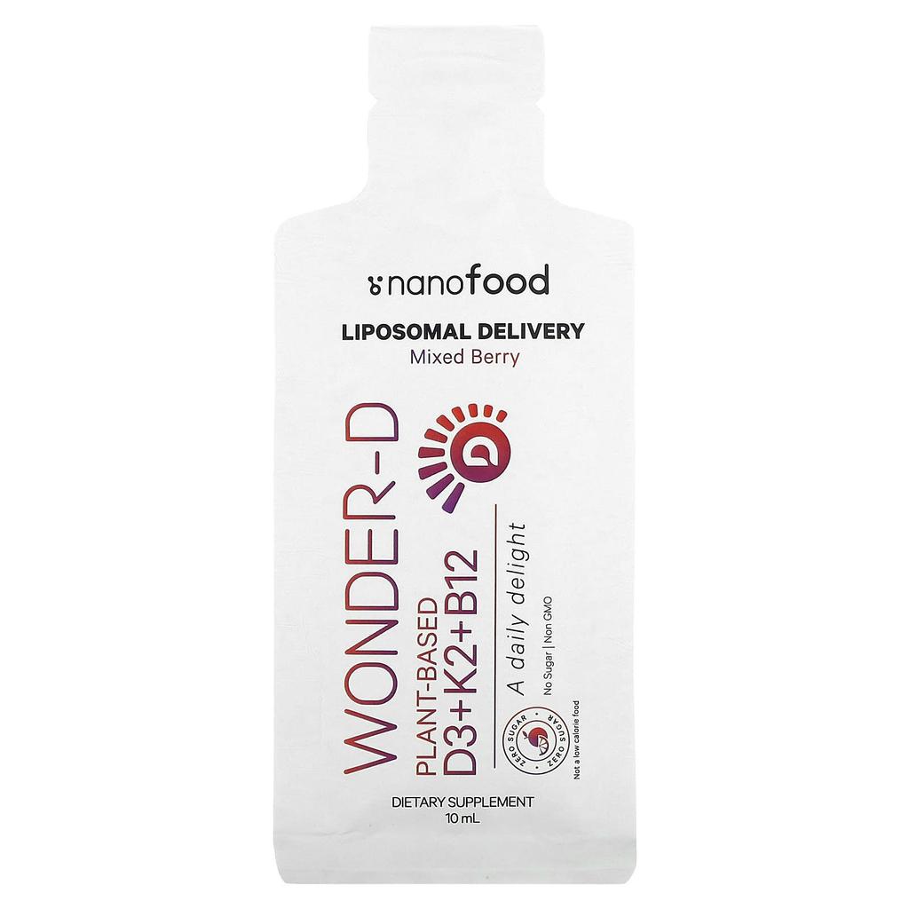 Nanofood, Liposomal D3+K2+B12, Mixed Berry, 30 Pouches, 10Ml (0.3Fl Oz) Each