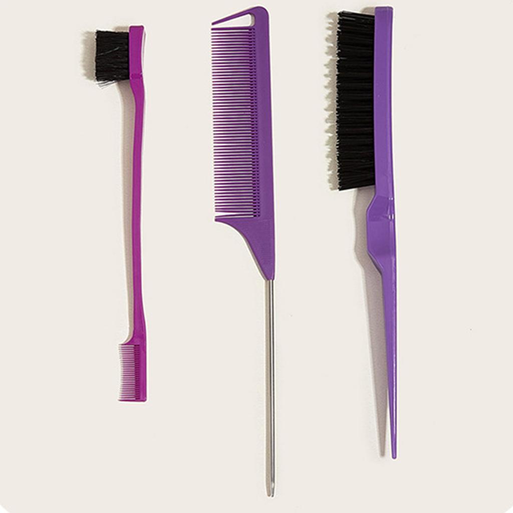 4Pcs Hair Styling Comb Set Teasing Hair Brush Triple Teasing Comb Rat Tail Combs Edge Brush Hair Tail Tools Braid Tool