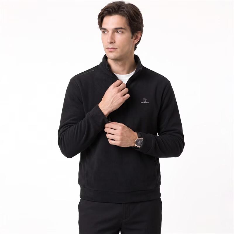 Pierre Cardin Men's Half-Zip Thickened Fleece Stand-Collar Sweatshirt
