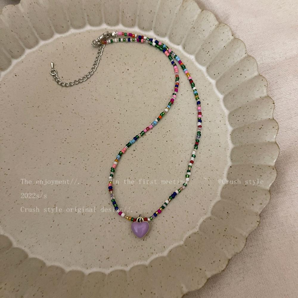 2022 Новое модное ожерелье, универсальное ожерелье для девочек, праздничное ожерелье ярких цветов, ожерелье с бусинами, милая очаровательная цепочка для девочек