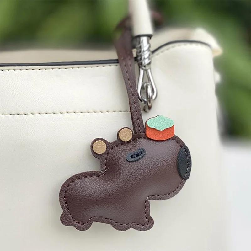 New Guinea Pig Bag Pendants Cute Guinea Pig Shape Keychain Accessories Fashion Versatile Trendy Gifts Leather Material Pendants