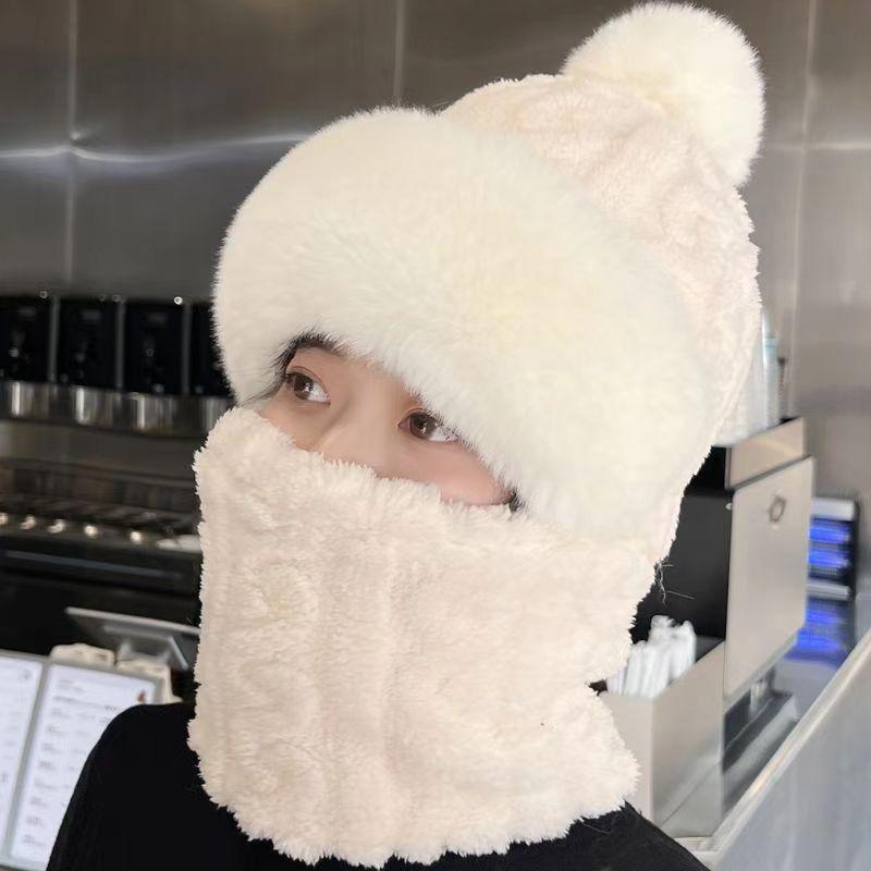 Шапка Женская Зимняя Велосипедная Маска Закрывающая Лицо Шапка-Пуловер Ветрозащитный Шарф Флисовая Защита Ушей Головной Убор Теплая Интегрированная Шапка