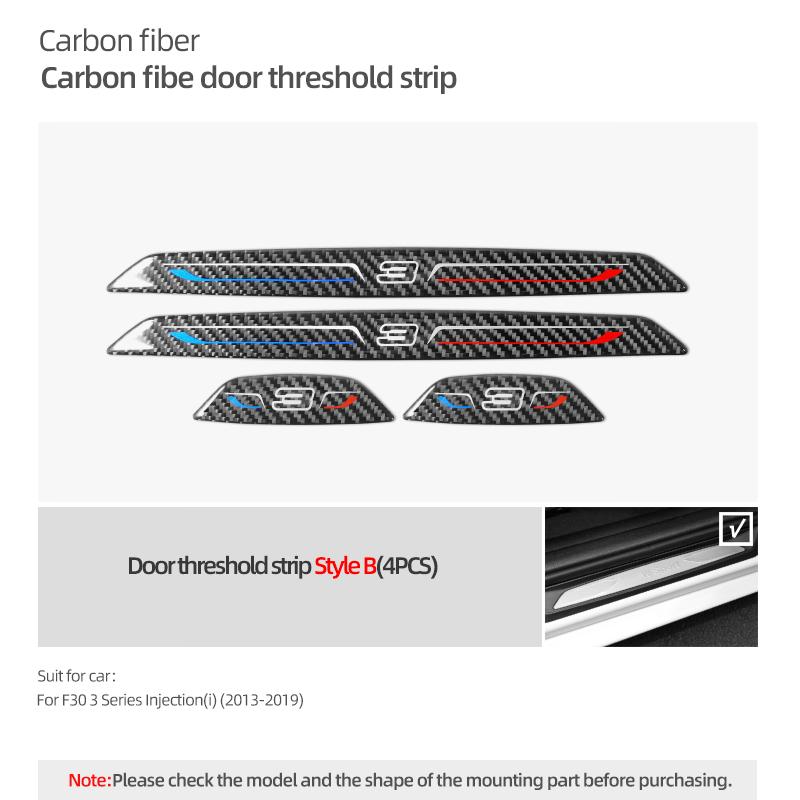For BMW F30 F35 F34 Series 3 GT Carbon Fiber Car Door Sills Anti-Scuff Stickers Threshold Trim Strips Welcome Pedal Accessories NM5