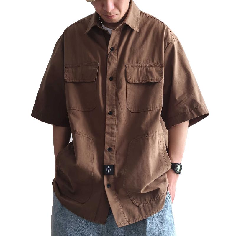 Ретро рубашка мужская летняя одежда в стиле Гонконга, студенческая свободная и нишевая модель, забавный новый мужской топ для ношения на открытом воздухе