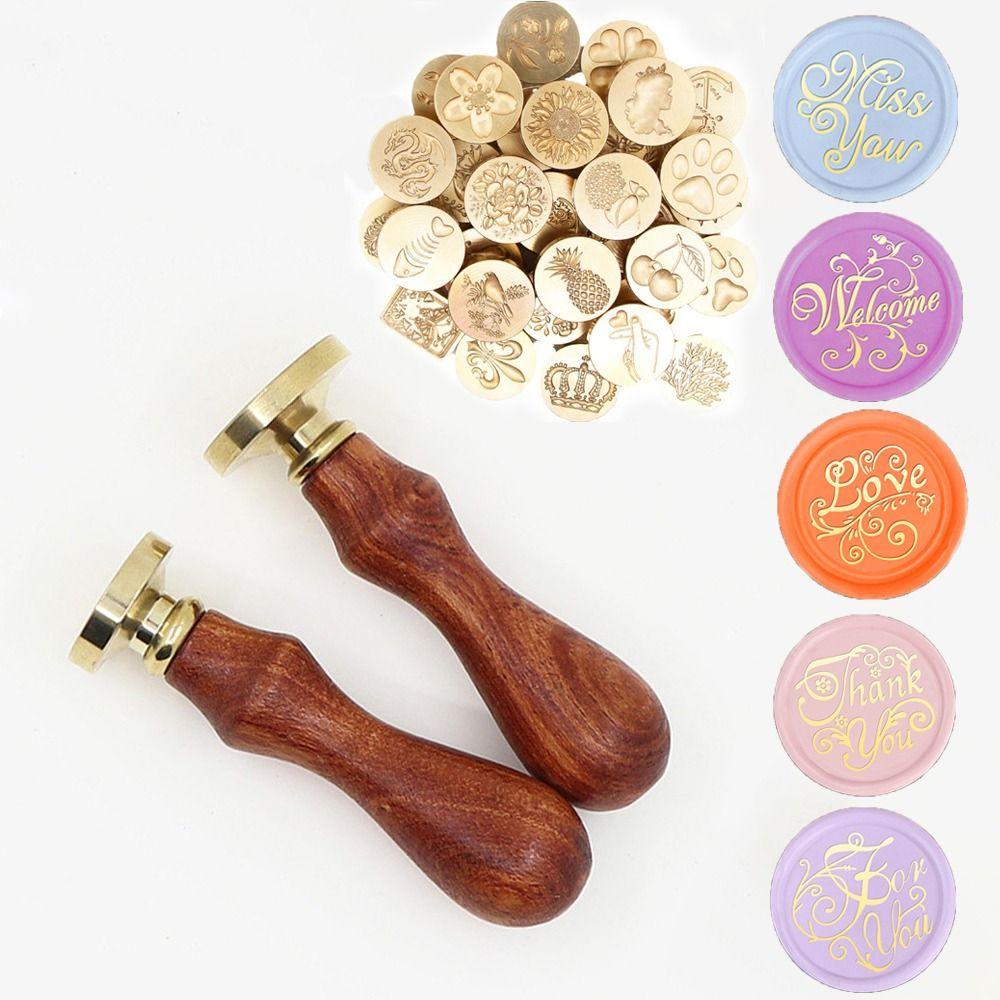 Antique Brass 3D Sealing Stamp Heads Love Heart Stamp Replace Head  for Envelopes Postcards