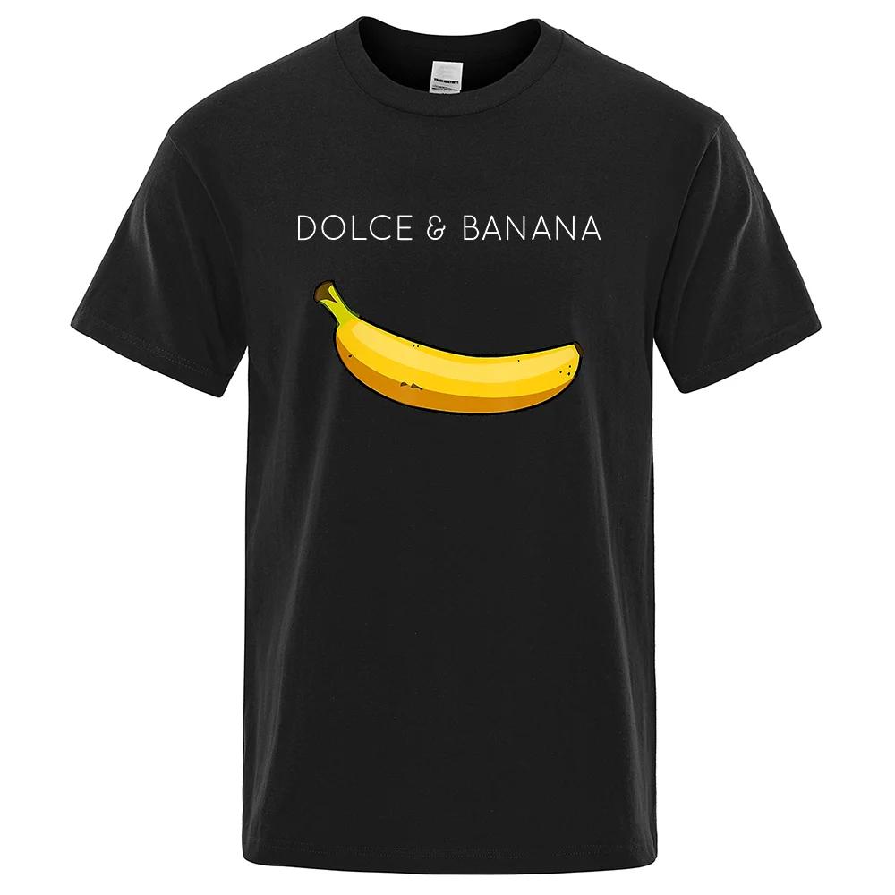Summer Fashion Dolce & Banana Print T-shirts Casual Breathable Tops Oversized Cotton Tshirt Male Short Sleeve Top Tees M-4XL