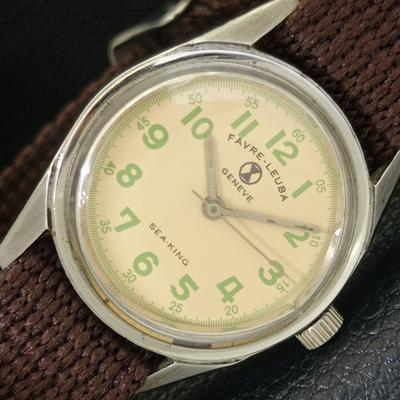 ВИНТАЖНЫЕ FAVRE LEUBA SEA KING 253 С РУЧНЫМ ЗАВОДОМ ШВЕЙЦАРСКИЕ МУЖСКИЕ КРЕМОВЫЕ ЧАСЫ a703013-1