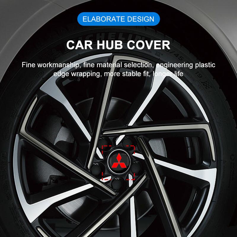 4PCS  Car Wheel Center Stickers Hub Decals Auto Styling For Mitsubishi Mirage G4 KU8