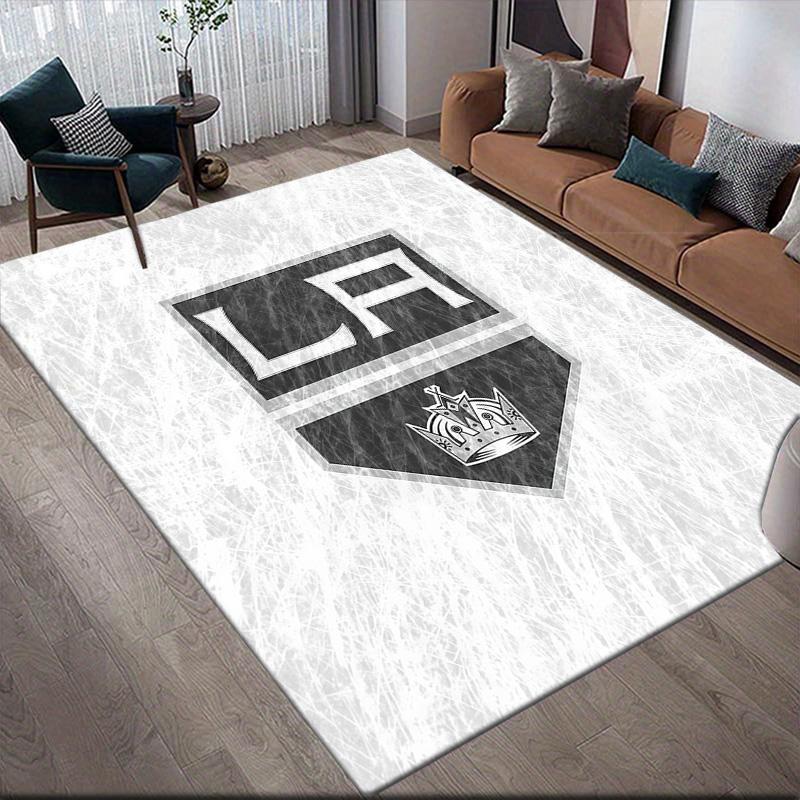Los Angeles Kings Flannel Pattern Square Carpet,Area Rug,Carpet Rug for Living Room Bedroom Sofa Playroom Decor,Non-slip Floor Mat