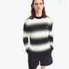 FRED PERRY [Sport] Merino Wool Striped Open Knit Sweater (102) Afpm2417612-102