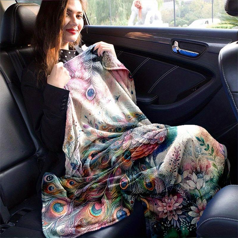 1pc Peacock & Flowers Blanket  Soft Throw for Home Decor, Gift Idea