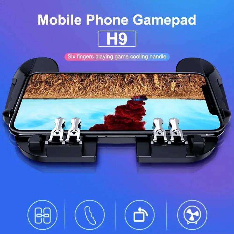 H9 6-пальцевый триггер-геймпад для мобильных игр, джойстики, контроллер С Радиатором, Кнопки L1R1 для прицеливания и стрельбы, PUBG для IOS Android