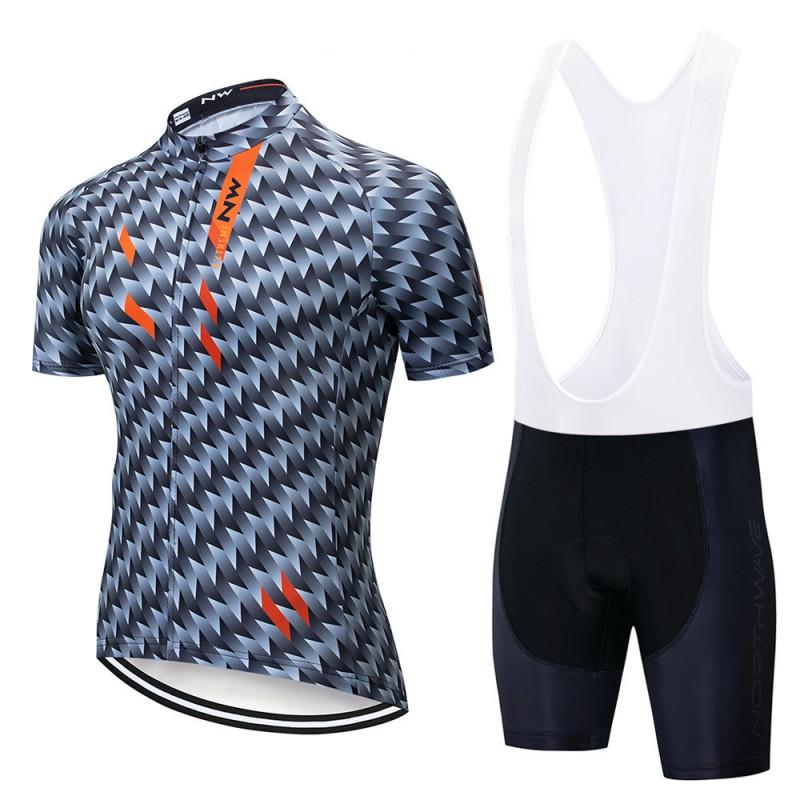 Unisex Cycling Jersey Set Short Sleeve Bib Shorts Breathable Moisture Wicking Bike Wear