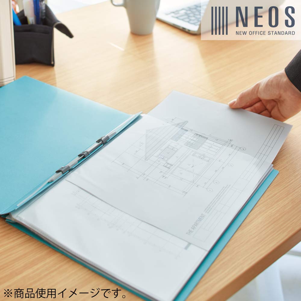 Kokuyo Gavatto File NEOS A4 Vertical Turquoise Blue 2-Hole F-NE90B