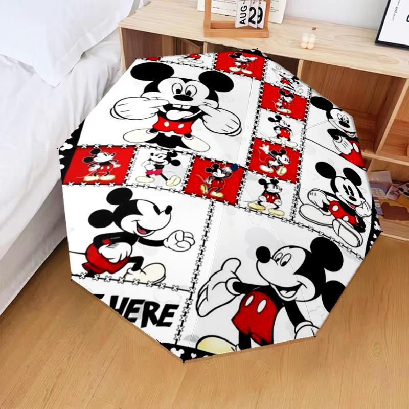 1PC Cartoon Mouse Printed Umbrella Folding umbrella, automatic umbrella 8-Frame for Travel, camping Fan gifts Christmas Gifts