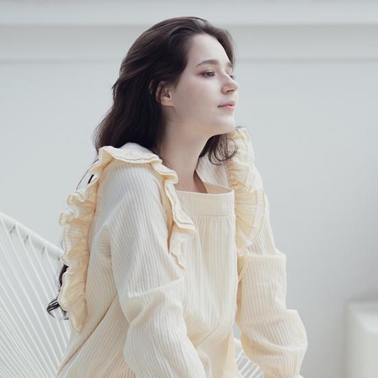 RYMD Лечебная Пижама Квадратный Вырез Оборка Украшения Желтый Цельный Домашний Костюм