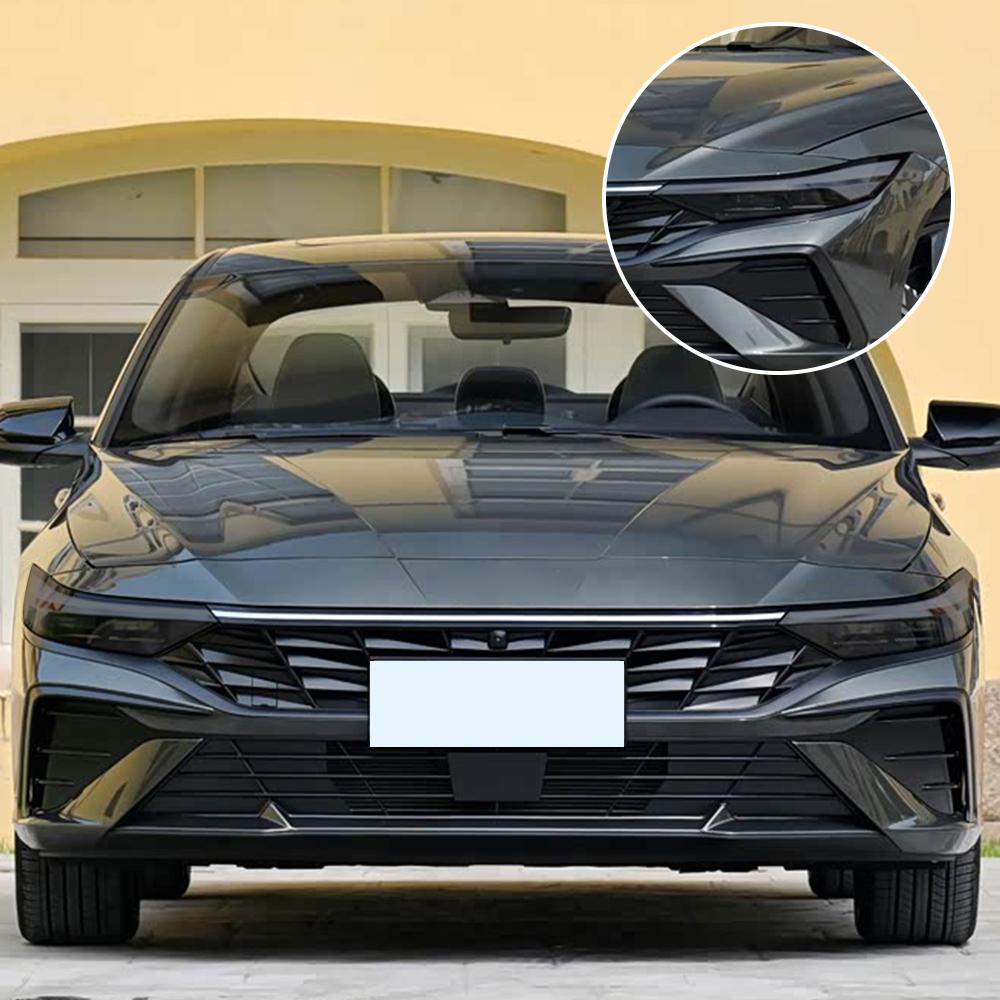 Для Hyundai Elantra CN7 2025-2026 Дымчато-черная Высокоглянцевая Предварительно вырезанная Защитная пленка для фар из ТПУ PPF Антицарапающая Виниловая обертка Покрытие