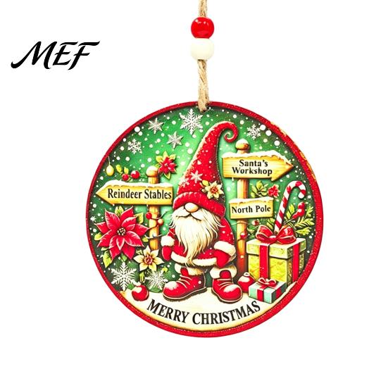 Decorative Wooden Holiday Signs Christmas Hanging Sign with Hemp Rope, Rustic Wall Decor Gift Wrapping Tags for Home Party Decoration, Solid