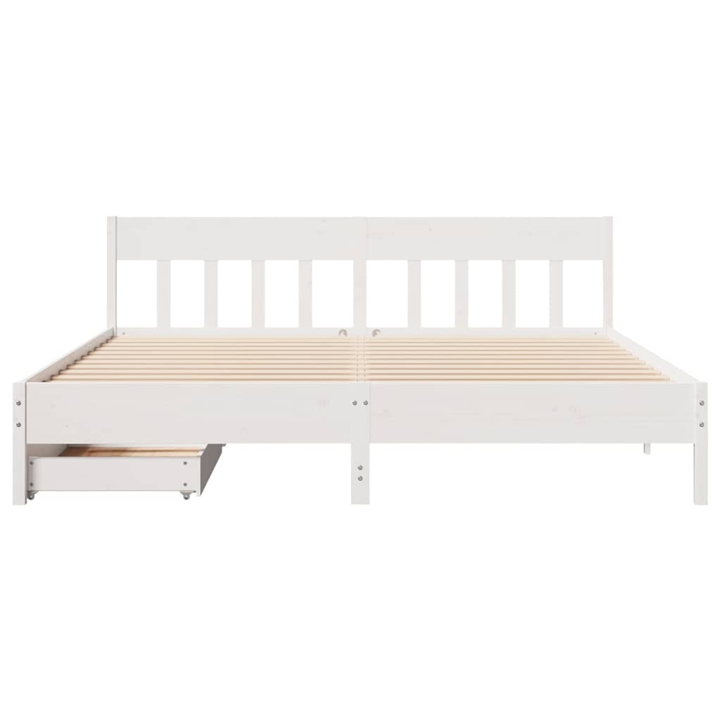 Vidaxl Rama Łóżka Bez Materaca, Biała, 180X200 Cm, Lite Drewno Sosnowe