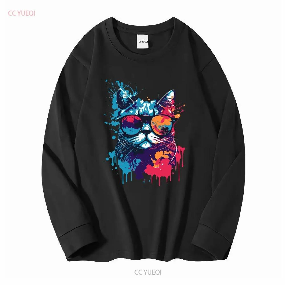 Крутая кошка футболка софтстайл с длинным или коротким рукавом винтажная вываренная уличная одежда стильная дышащая мужская удобная универсальная мягкая