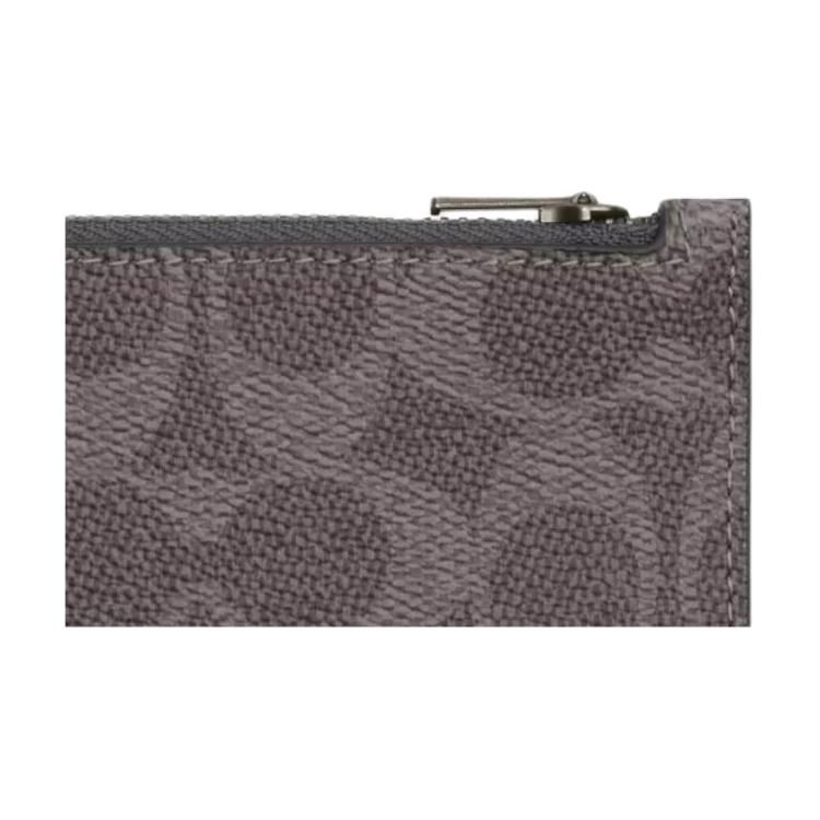 Coach Signature 12 Брендовый Кошелек для карт из покрытого холста и кожи Унисекс Аксессуары Серый Угольный CV764-QBYFT