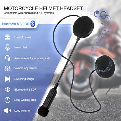 Bluetooth 5.3 гарнитура для шлема мотоцикла беспроводной комплект громкой связи стерео для езды на мотоцикле MP3 музыкальный плеер ультратонкие наушники
