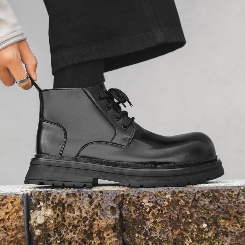 New Martin Boots Men's Lightweight and Versatile Thick-soled Heightening British Style Autumn and Winter Velvet Boots Shoes 70069-J