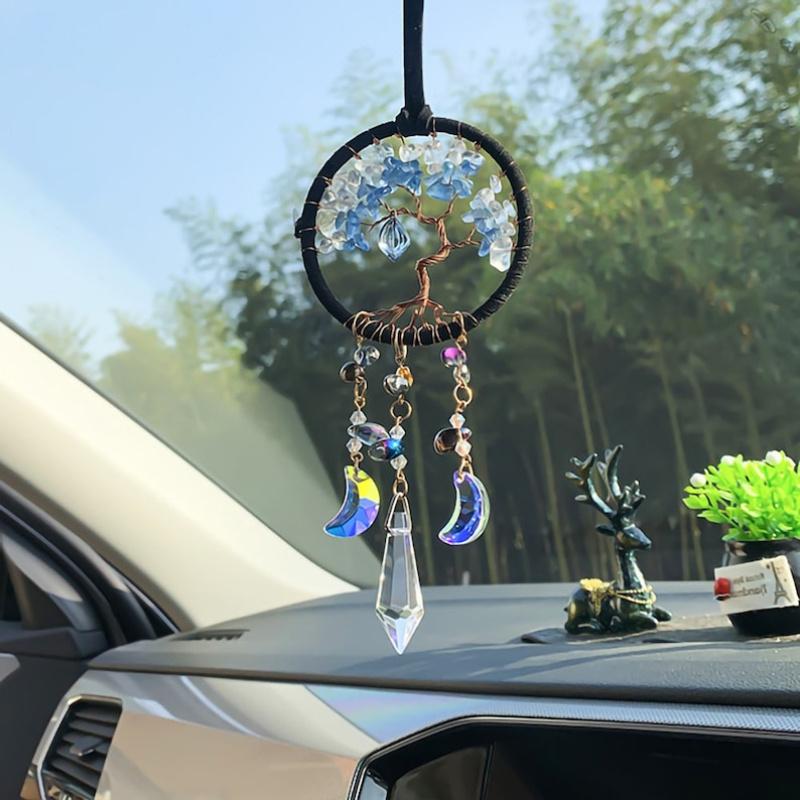 Tree of Life Dream Catchers for Car with Crystal, Gemstone Suncatcher Hanging Is Personalized Home Decor/room Decor