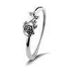 Vintage Thai Silver Rose Ring 925 Silver Plated Engagement Ring for Women Elegant Hand Jewelry