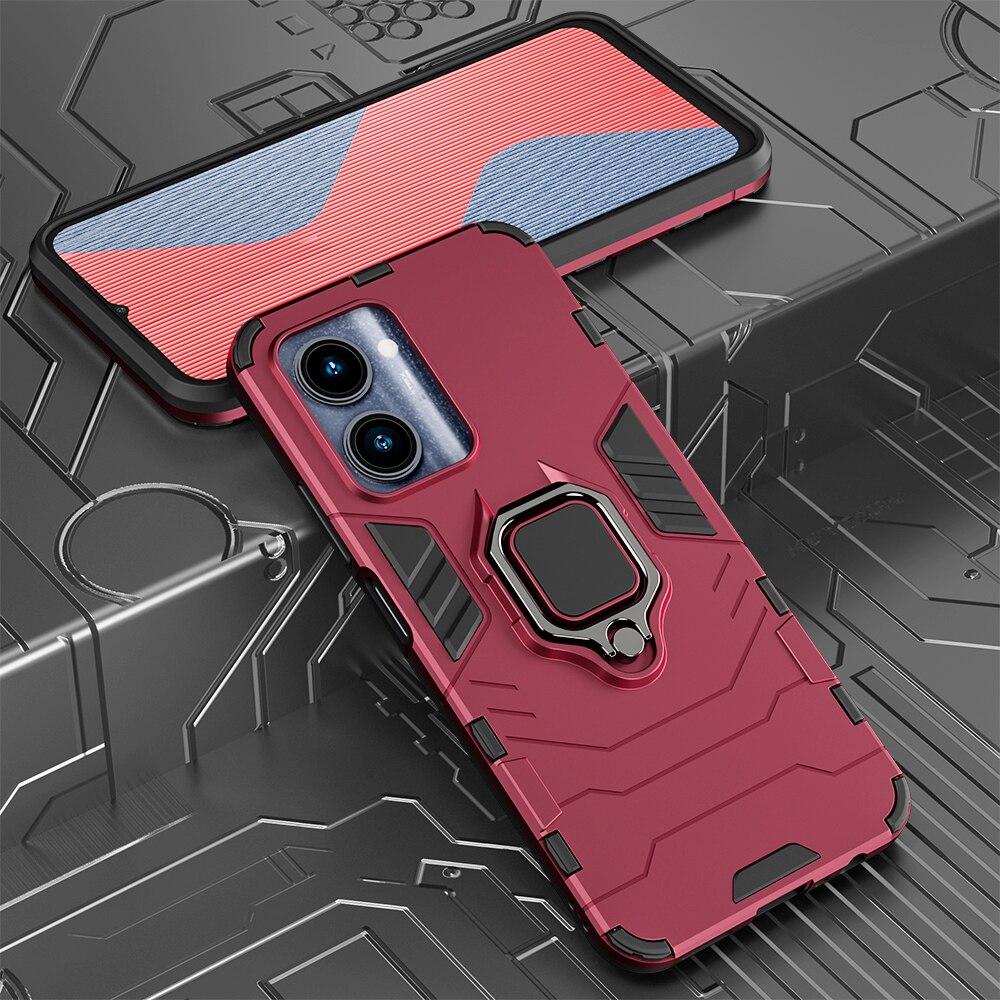 KEYSION Противоударный защитный чехол для Realme C33 C35 C30 V20, мягкий силикон + ПК, металлическое кольцо-подставка, задняя крышка для телефона для OPPO A96 A76 4G