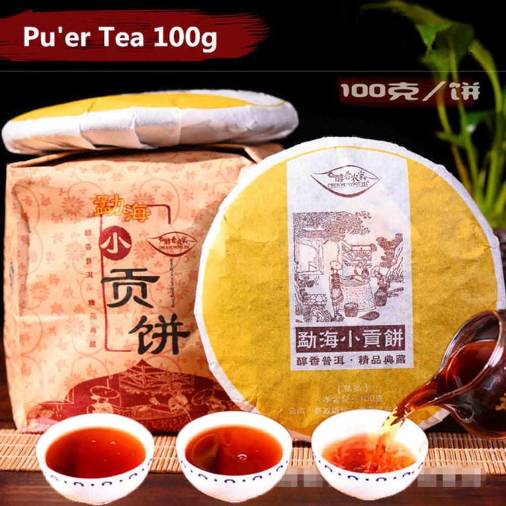 100g Ripe Pu-erh Tea Cake Organic Shupu Slimming Fermented Yunnan Heicha