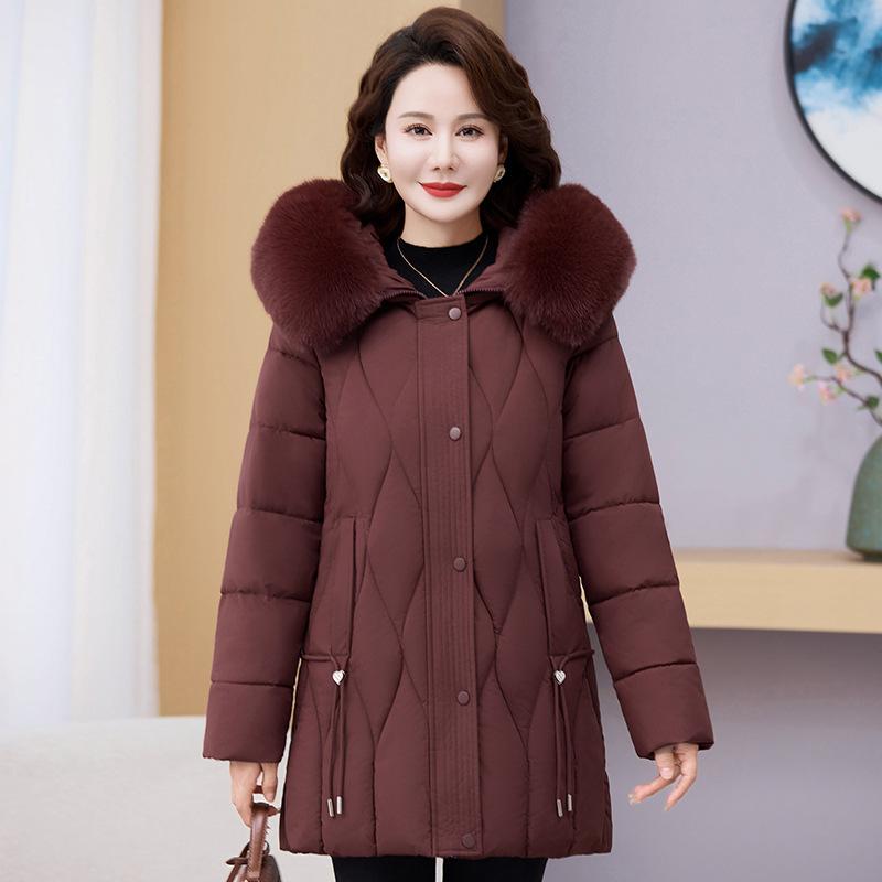 New middle-aged and elderly cotton-padded clothes for women, medium and long styles for the elderly, large-size mother-padded jackets, winter jackets,
