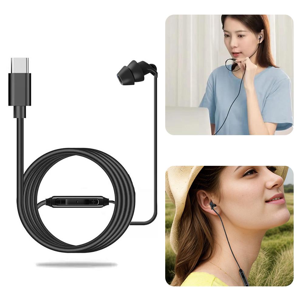 3.5mm Single Side Earbud Headsets Retractable Wired Headset No Microphone Mono Earplugs Wired Headset USB C Single Headphones