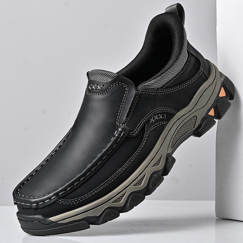 Fashion Shoes for Men's Fashion Versatile Non-slip Hiking Shoes Outdoor Comfortable Men's Loafers Wear-resistant Casual PU Leather Shoes