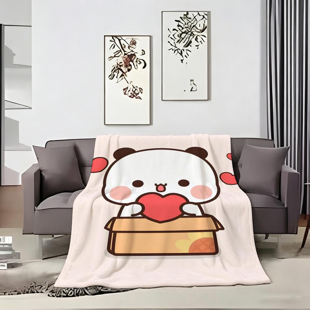 Kawaii Cute Cartoon B-Bubu D-Dudu Throw Lightweight 240g Flannel Blanket Soft Skin-friendly for Summer Cooling