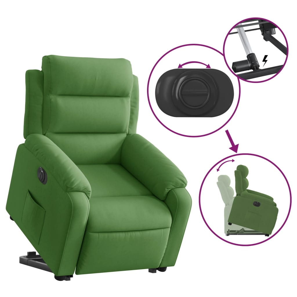 Recliner Chair with Lift Assistance Electric Light Green Velvet