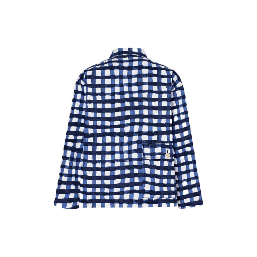 Uniqlo Свободная клетчатая рабочая куртка X MARNI (Азия) Синий мужской стритвир 449646-67